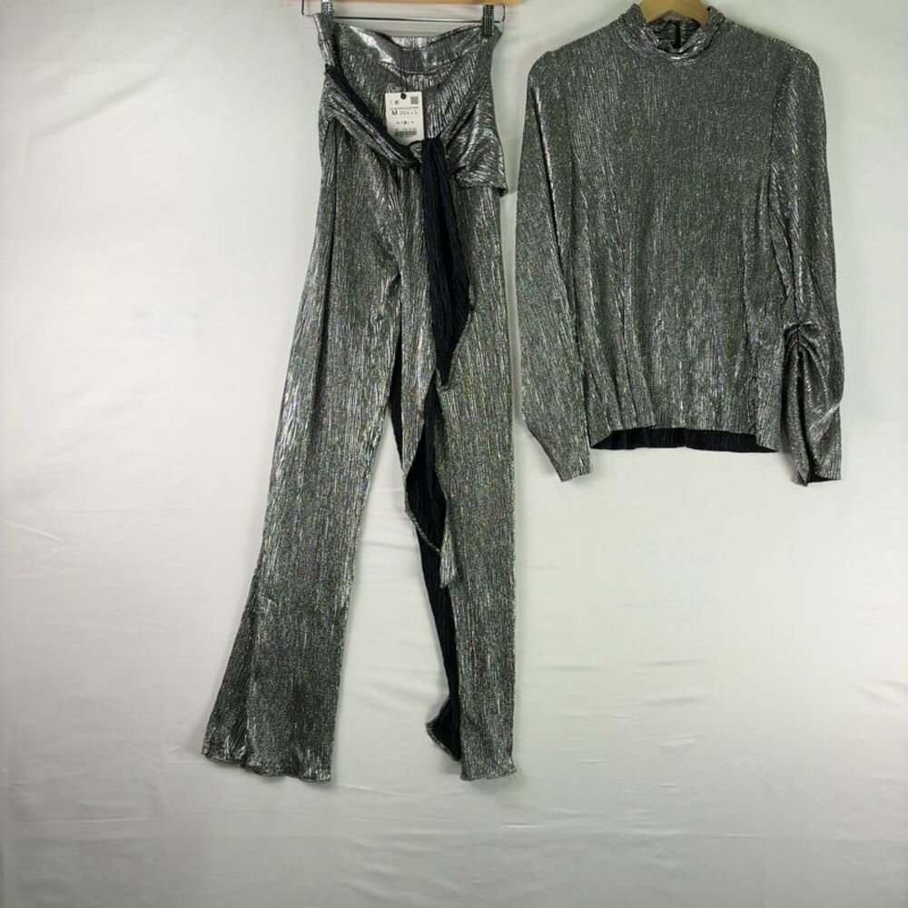 Zara Wrap Waist, Side Zip Pants with Blouse Set